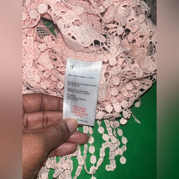 NWT ST Studio Boho Pink Lace Fringe Top size 38/ Medium - Picture 7 of 8